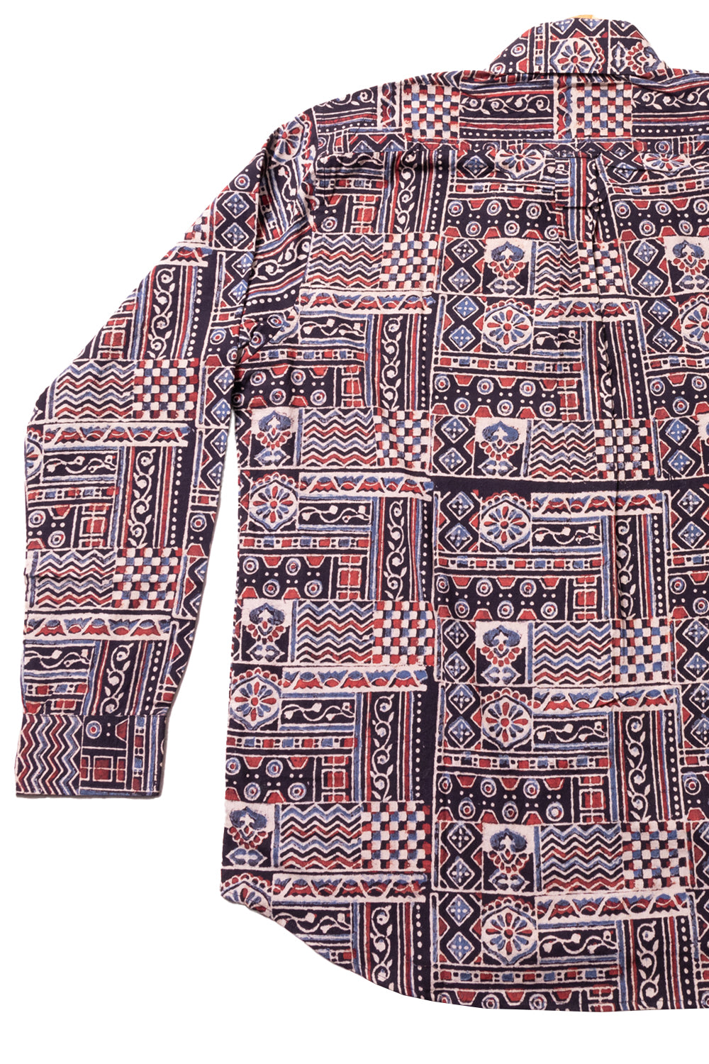 Black Full Sleeve Ajrakh Printed Cotton Mens Shirt