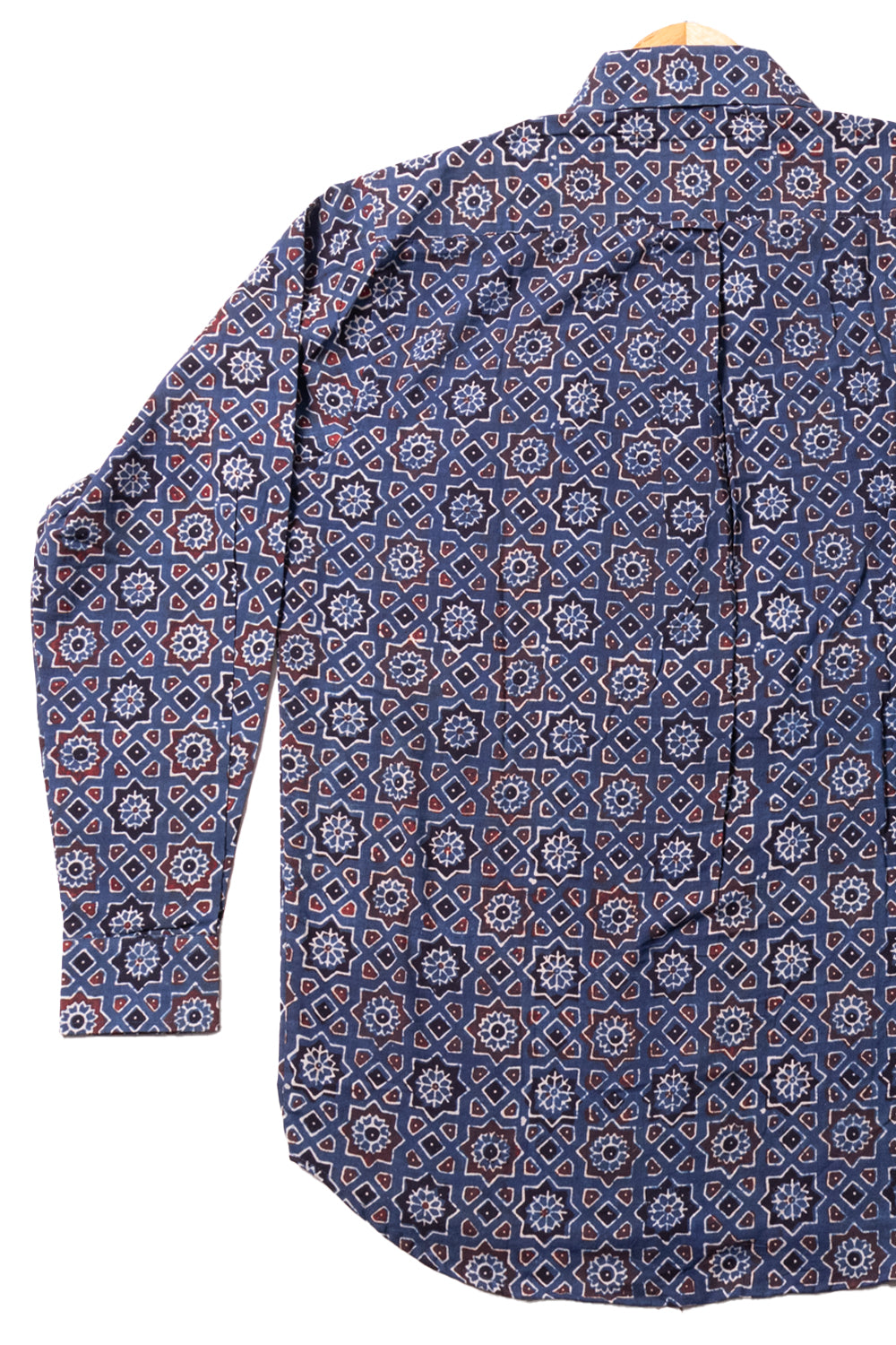 Blue Full Sleeve Ajrakh Printed Cotton Mens Shirt