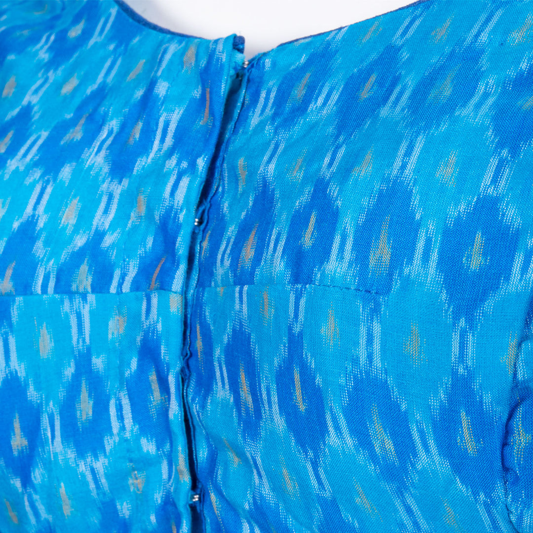 Blue Ikat Silk Cotton Blouse