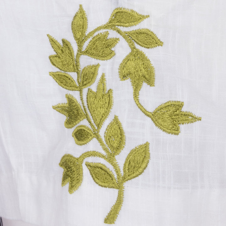 White Slub Cotton Embroidered Blouse