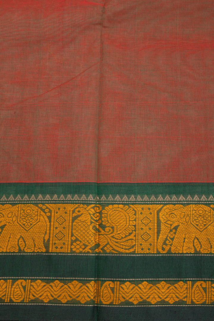 Orange Handloom Kanchi Cotton Saree 