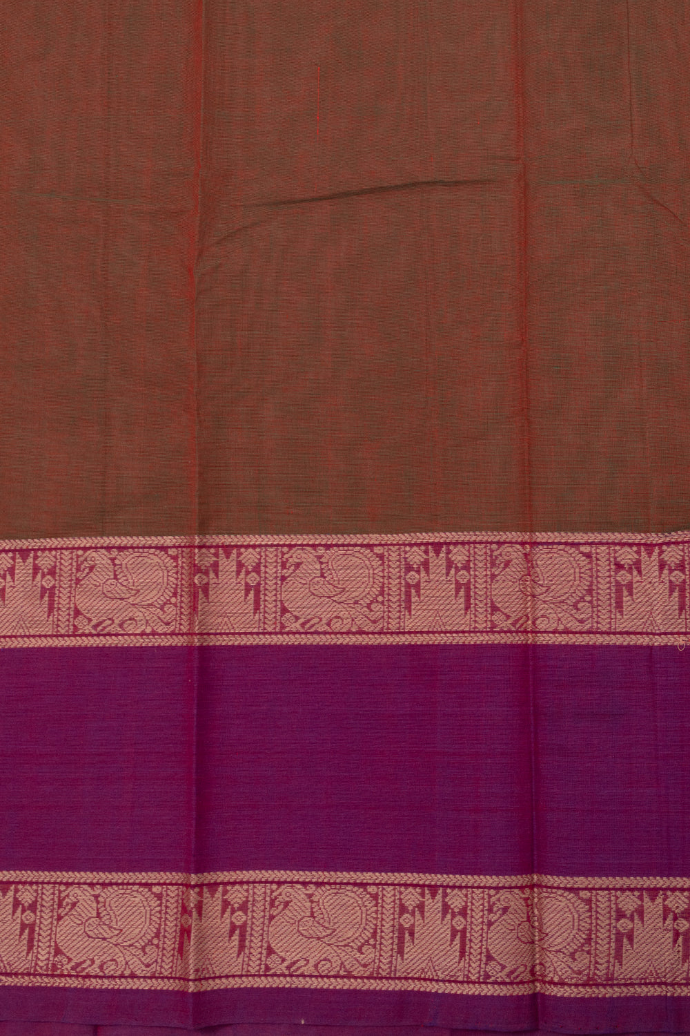 Green Shot Brown Handloom Kanchi Cotton Saree