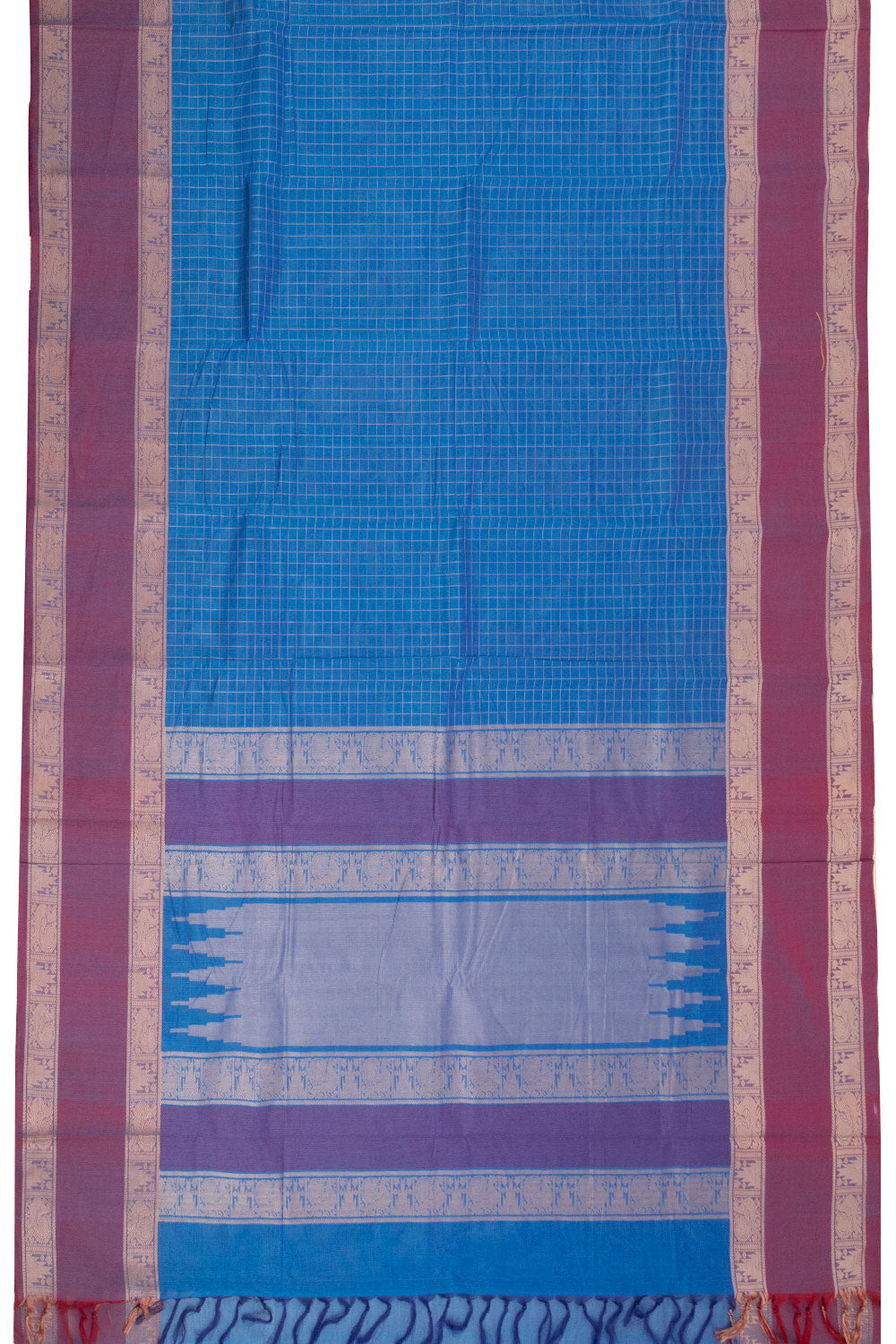 Blue Handloom Kanchi Cotton Saree