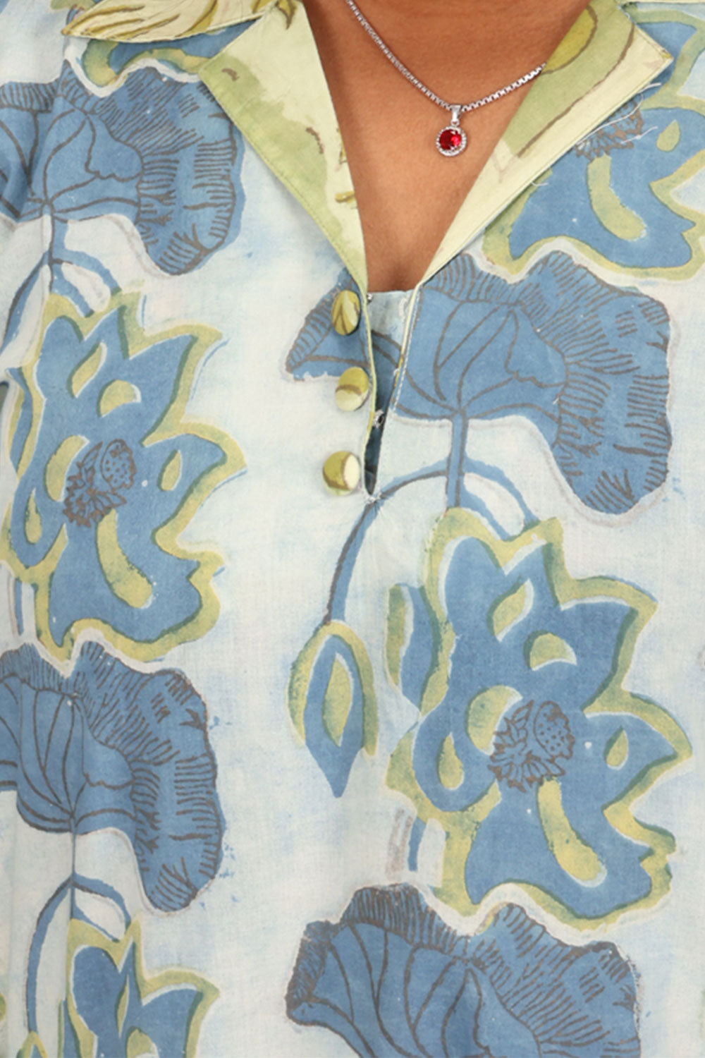 Blue Handblock Vanaspati Printed Cotton Kurta