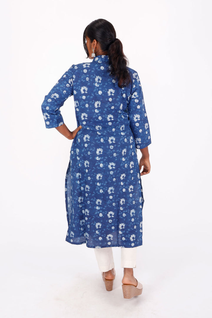 Blue Jahota Hand Block Cotton Kurta