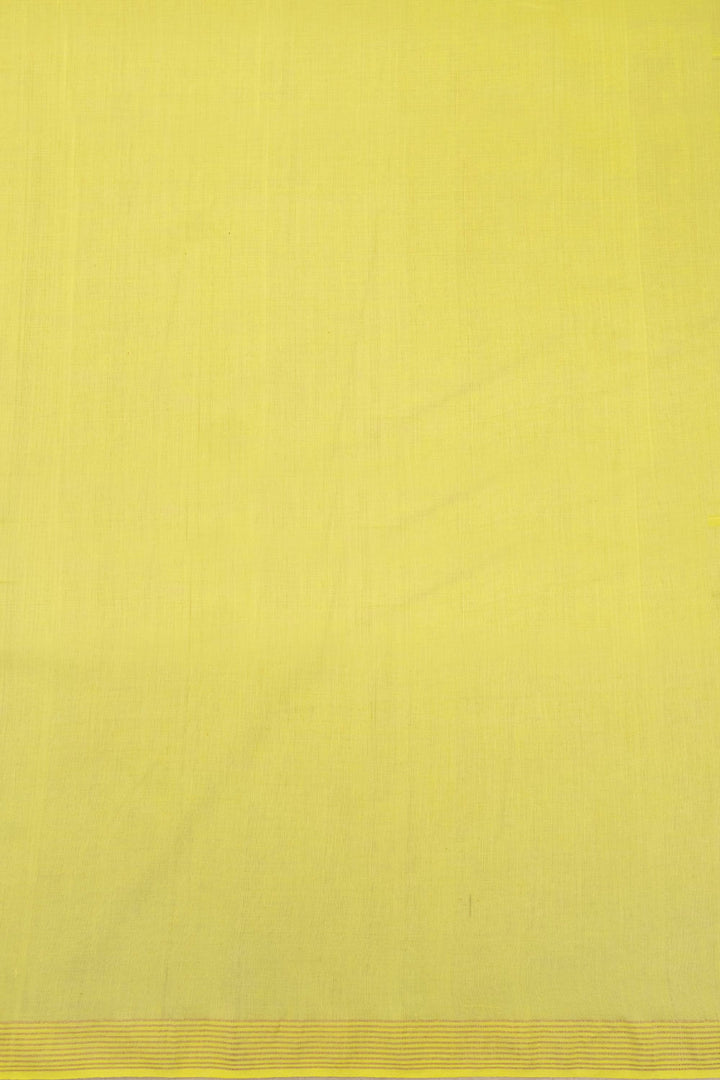 Yellow Handspun And Handwoven Jamdani Cotton Saree 10072200