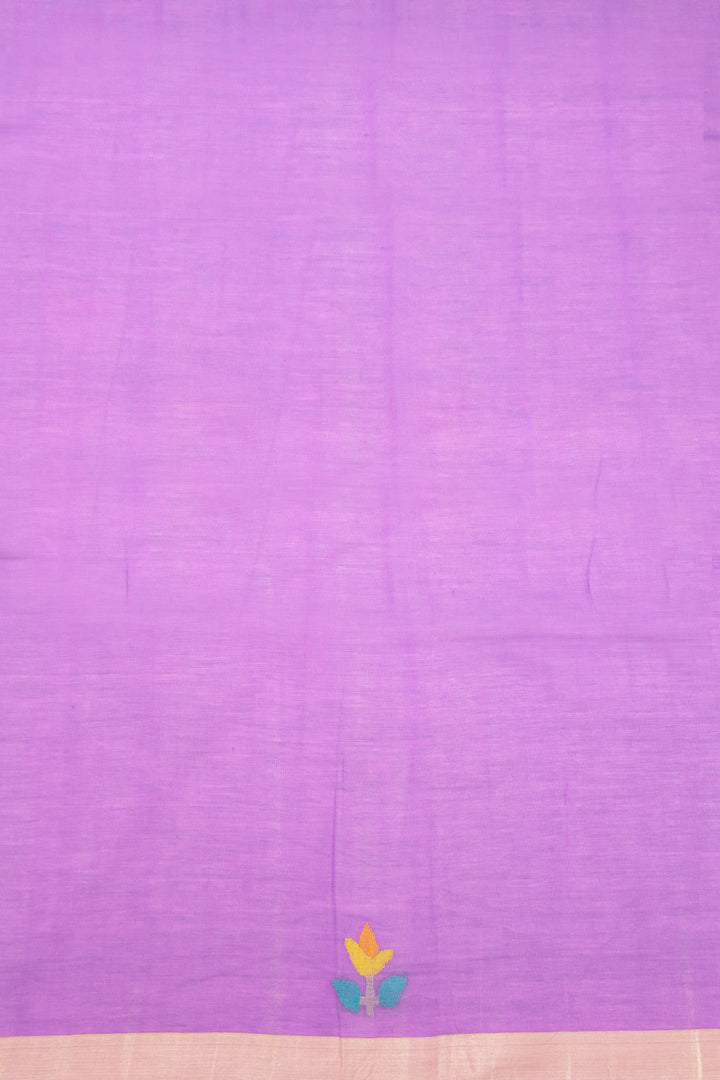 Purple Handspun And Handwoven Jamdani Cotton Saree 10072202