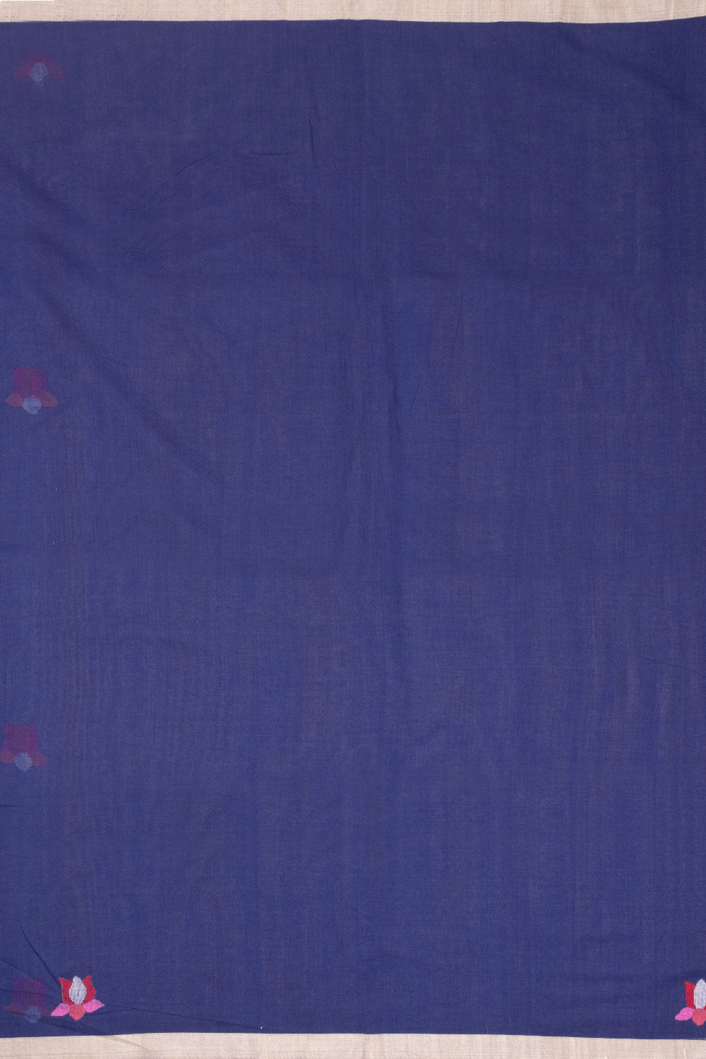 Blue Handspun And Handwoven Jamdani Cotton Saree 10072206