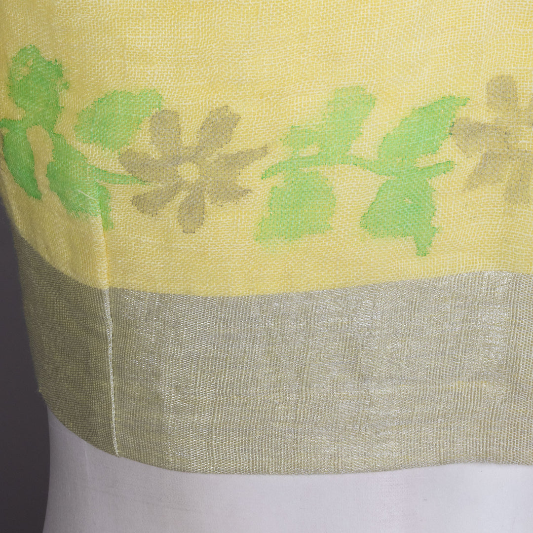 Yellow Hand Block Printed Linen Blouse 10072211