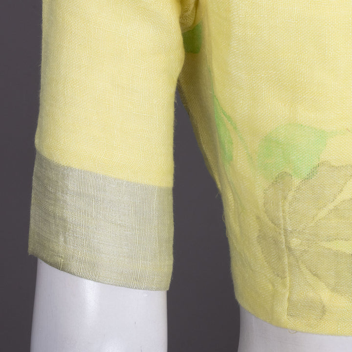 Yellow Hand Block Printed Linen Blouse 10072214