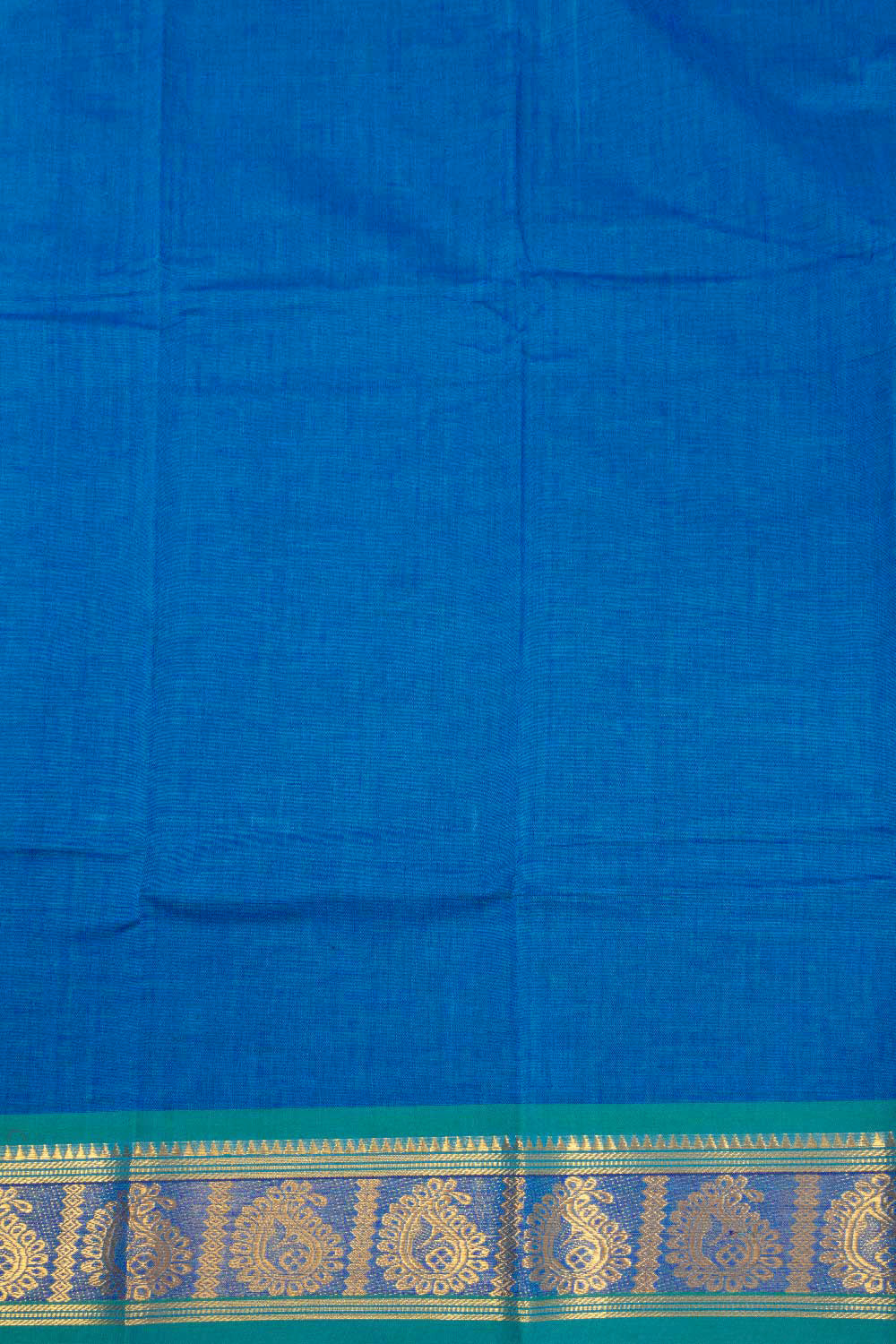 Blue Handloom Chettinad Cotton Saree Without Blouse 10072575