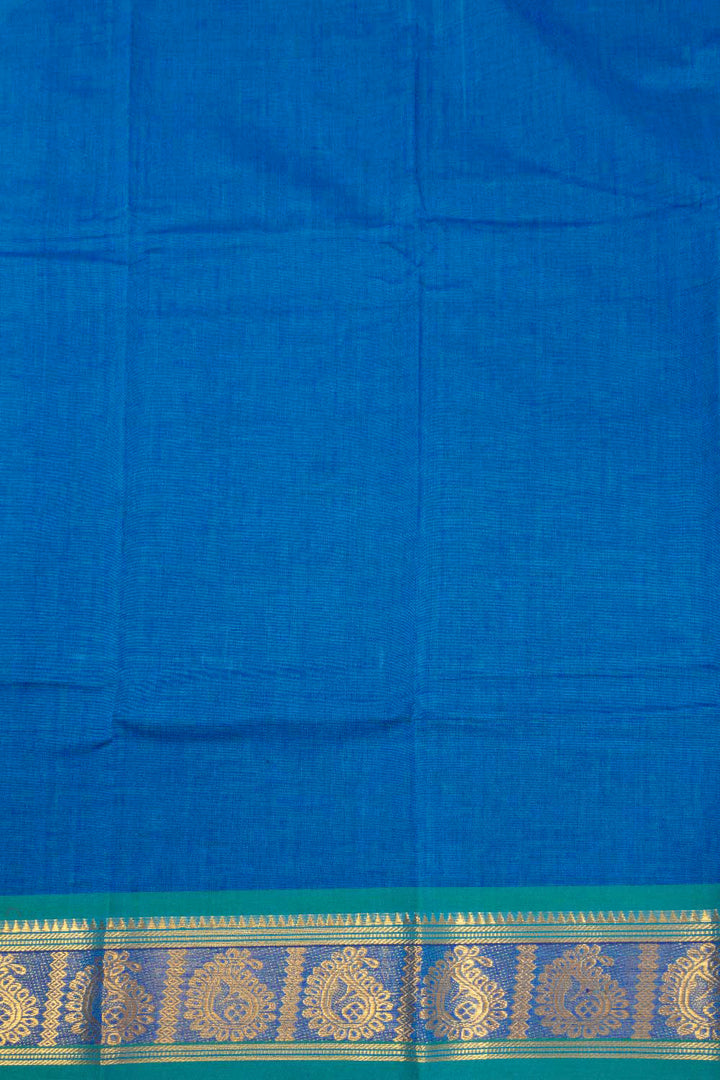 Blue Handloom Chettinad Cotton Saree Without Blouse 10072575