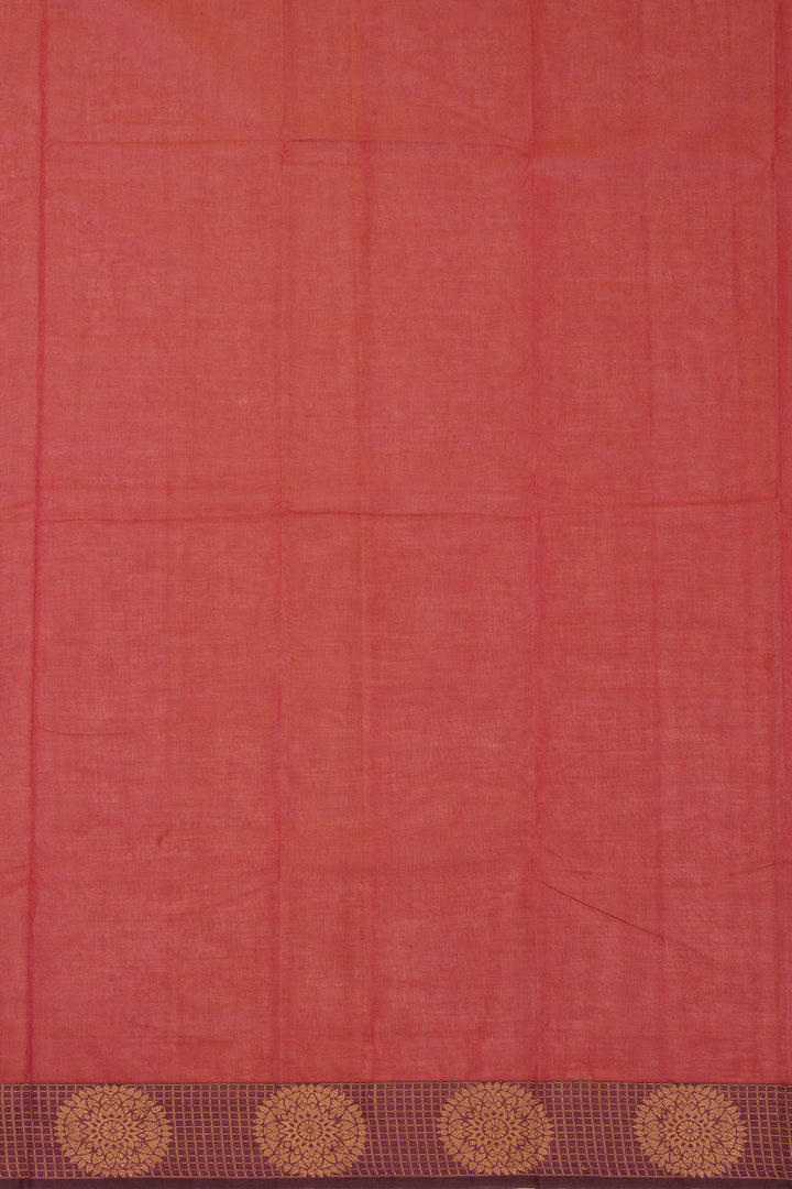 Red Handloom Chettinad Cotton Saree Without Blouse 10072591