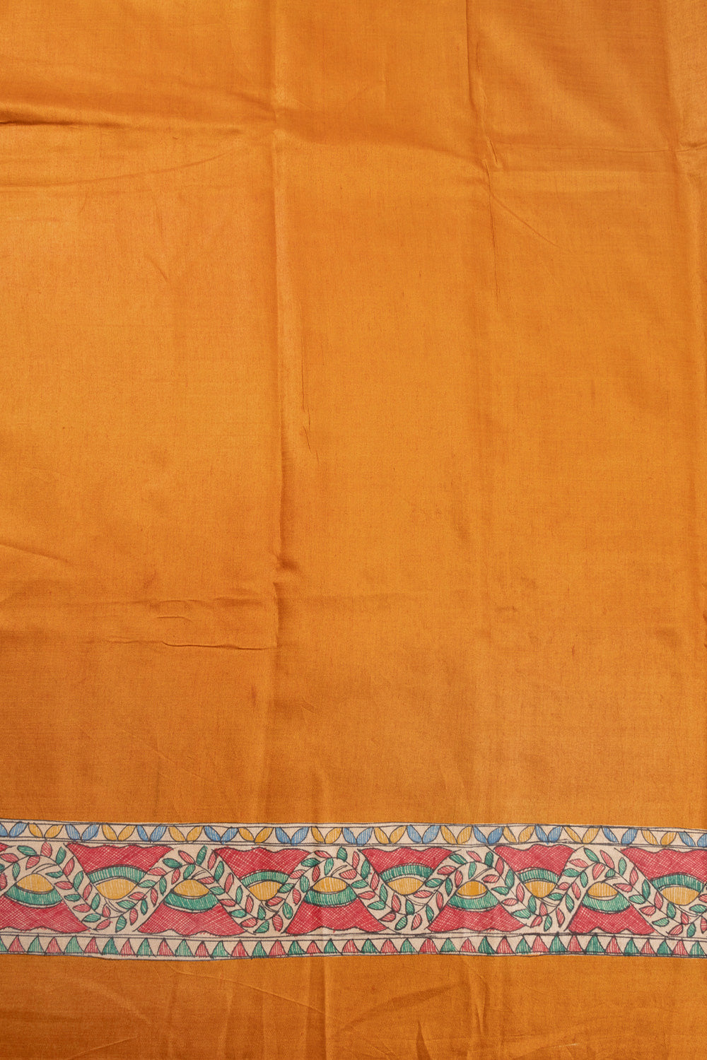 Yellow Hand Painted Madhubani Tussar Silk Saree 10072734