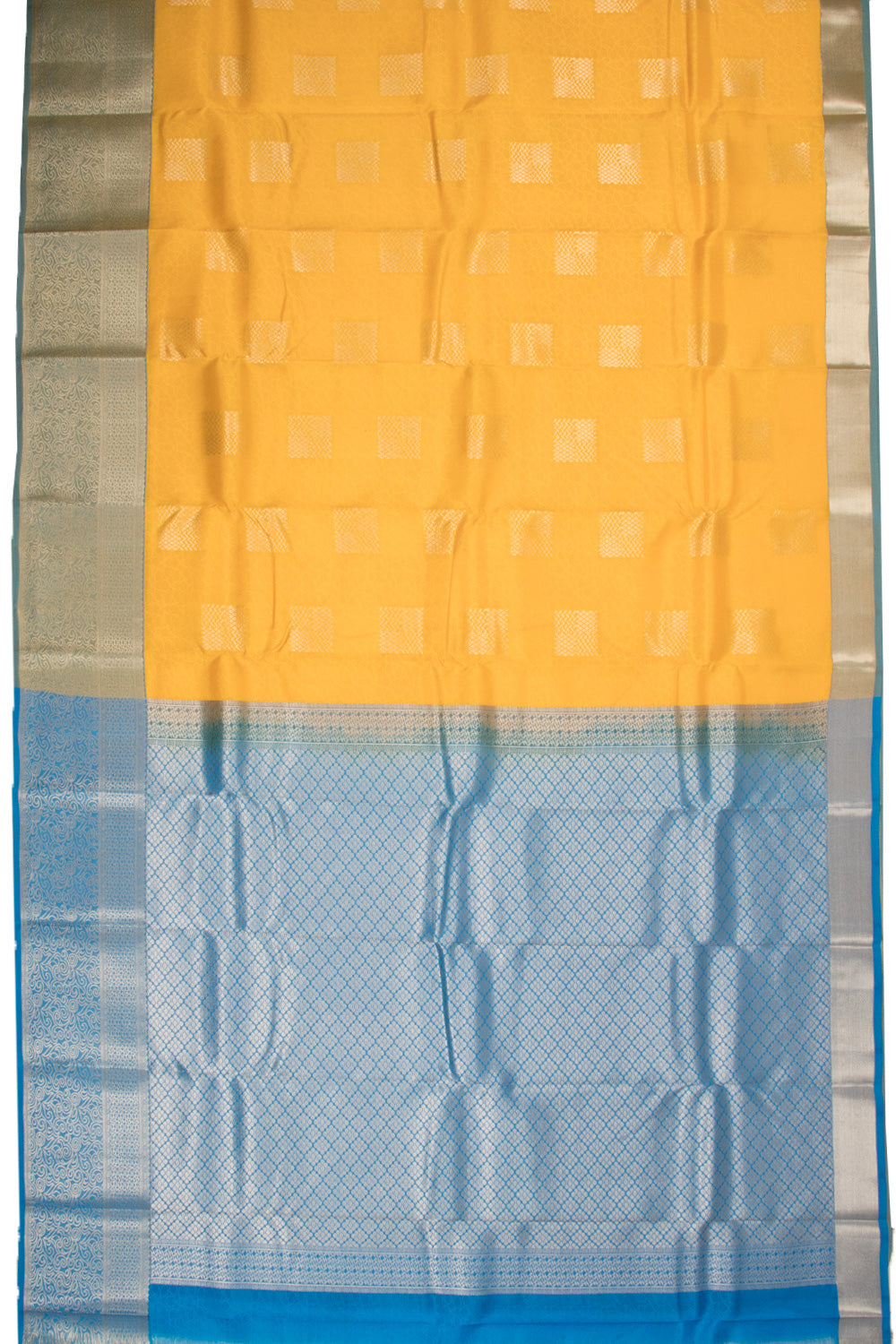 Yellow Handloom Kanjivaram Blended Silk Saree 10072899