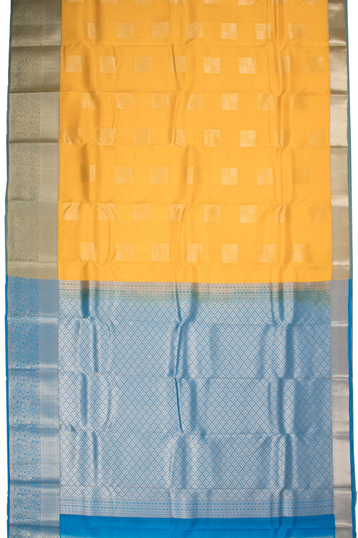 Yellow Handloom Kanjivaram Blended Silk Saree 10072899