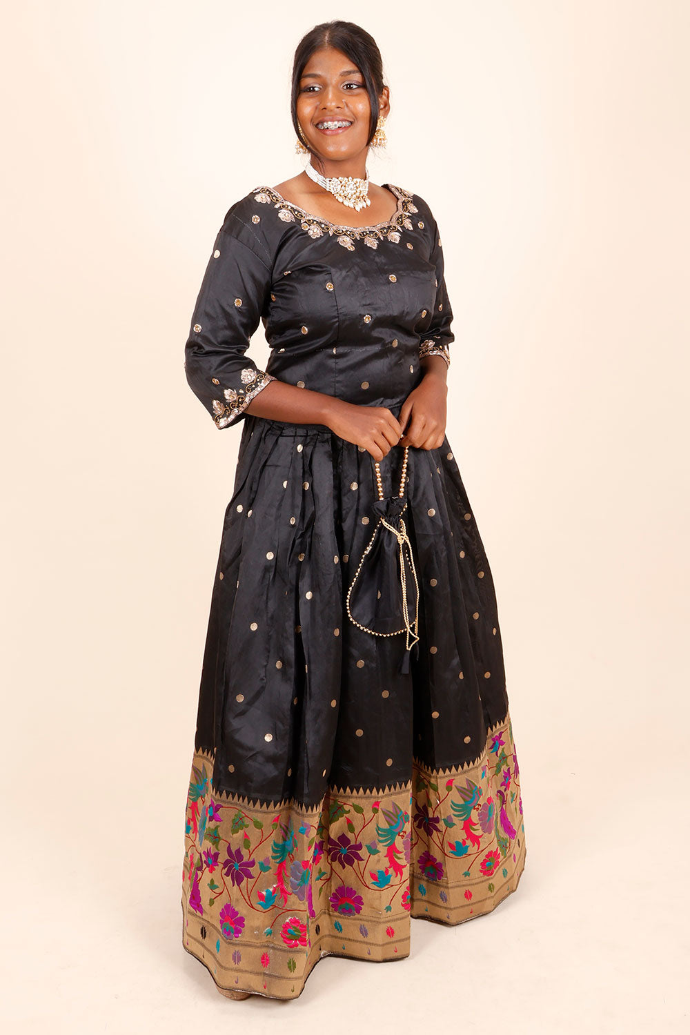 Black Handcrafted Paithani Lehenga-Avishya