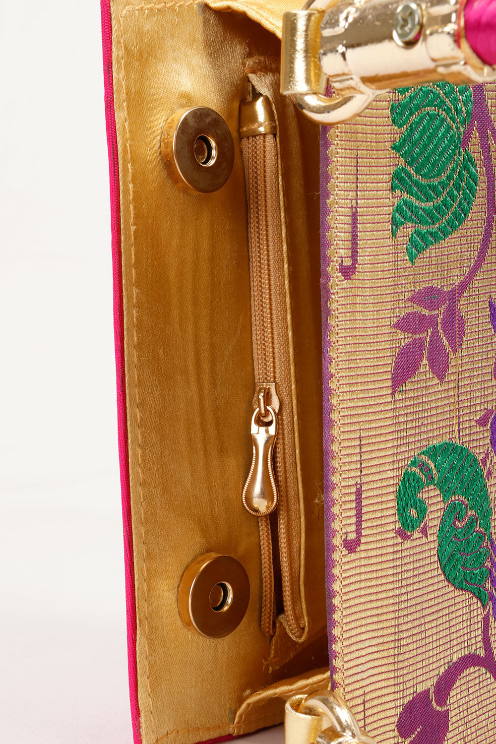 Pink Handcrafted Paithani Potli Bag - Avishya