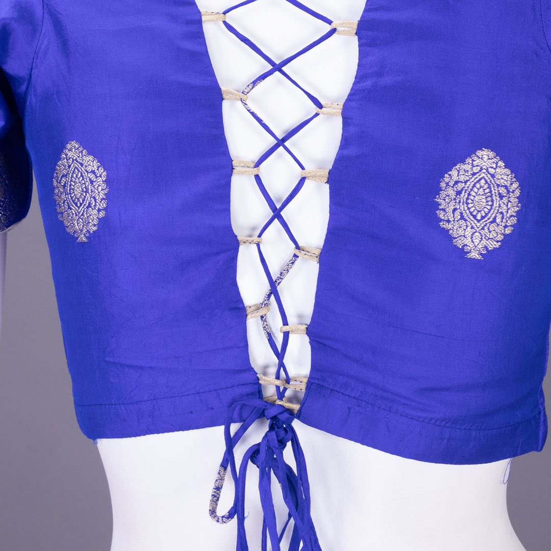 Azure Blue Handcrafted Banarasi Silk Blouse