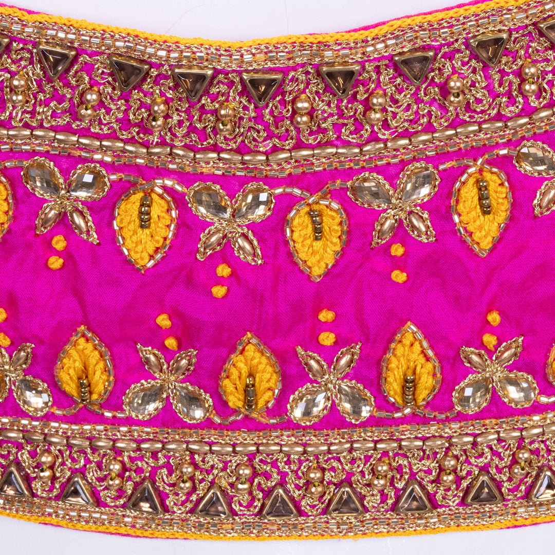 Pink Aari Embroidered Tussar Silk Blouse