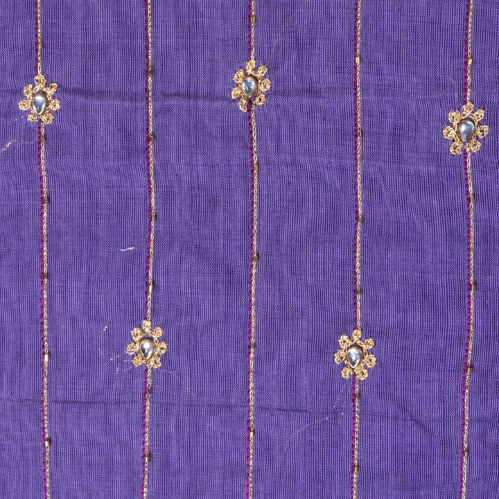 Purple Aari Embroidered Mangalgiri Cotton Blouse