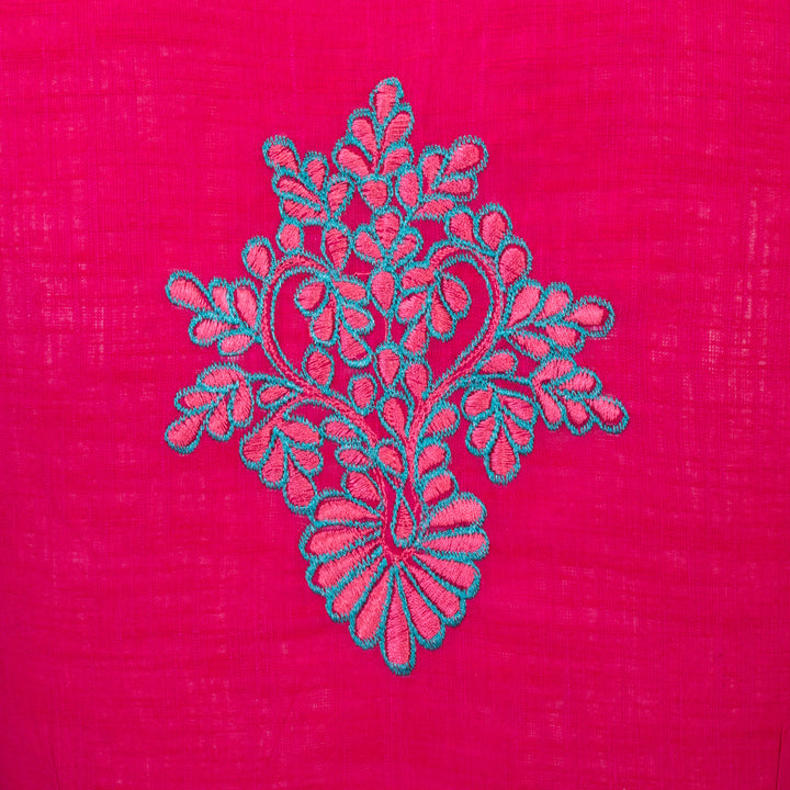 Pink Slub Cotton Hand Embroidered 10070775