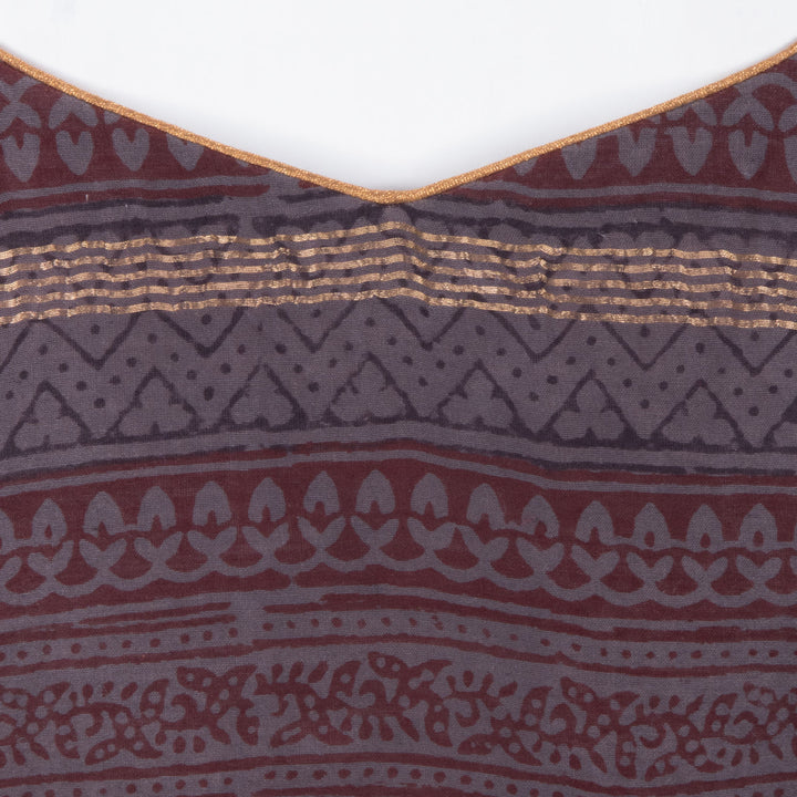 Brown Bagh Printed Silk Cotton Blouse 