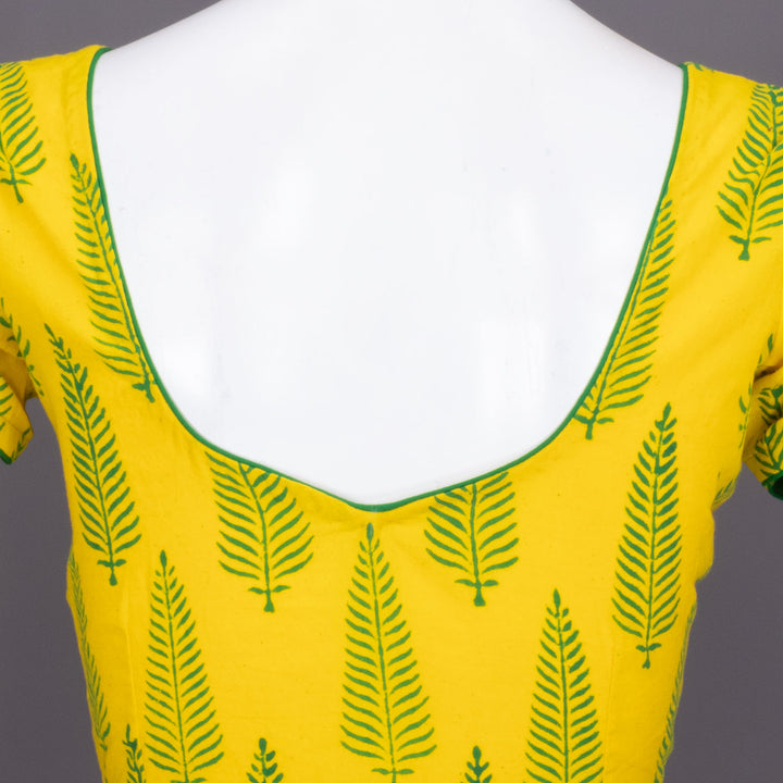 Yellow Gamthi Printed Cotton Blouse 10072229