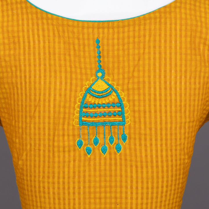 Yellow Slub Cotton Embroidered Blouse 10072488