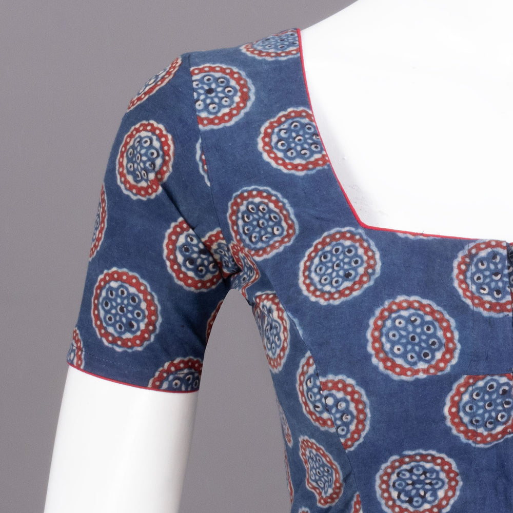 Blue Ajrakh Printed Cotton Blouse