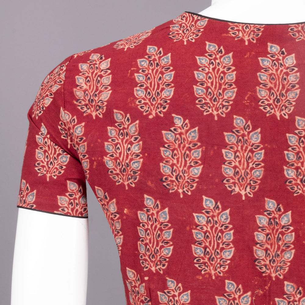 Red Ajrakh Printed Cotton Blouse 