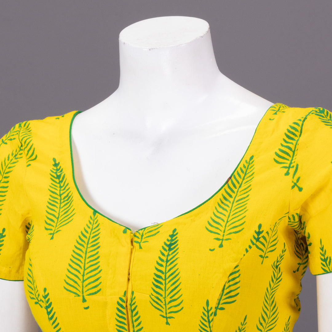 Yellow Gamthi Printed Cotton Blouse 10073262