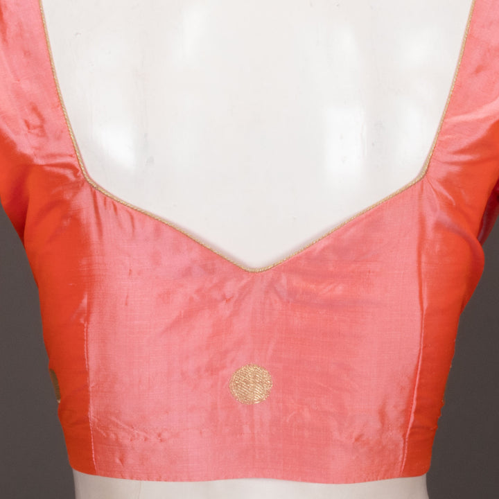 Peach Orange Banarasi Katan Silk Blouse 10073418