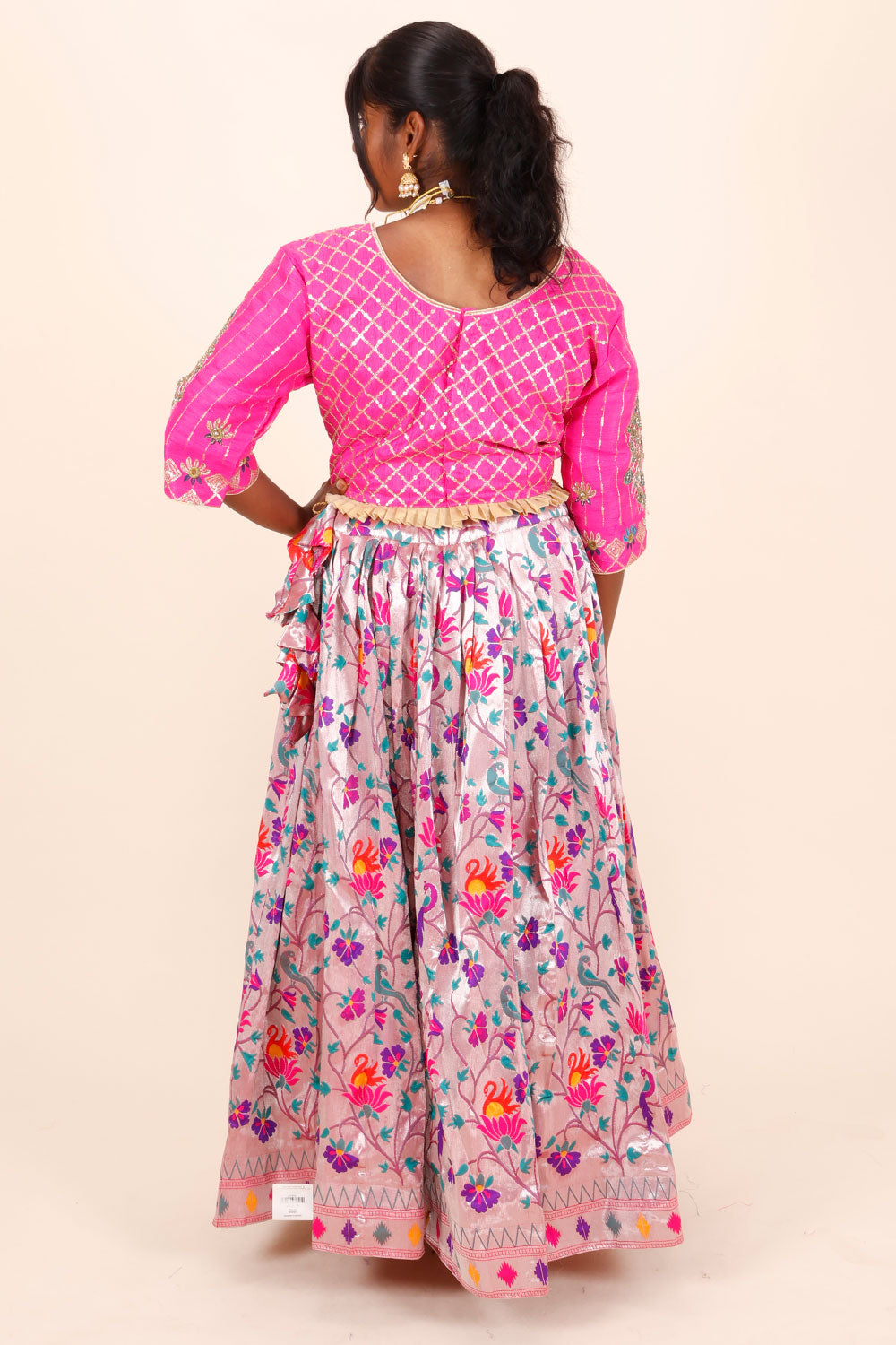 Pink Handcrafted Paithani Lehenga