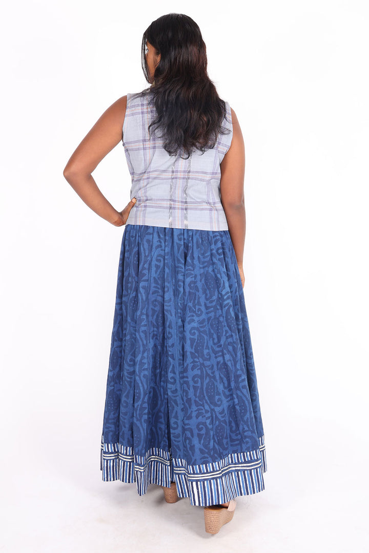 Cobalt Blue Hand Block Printed Cotton Skirt