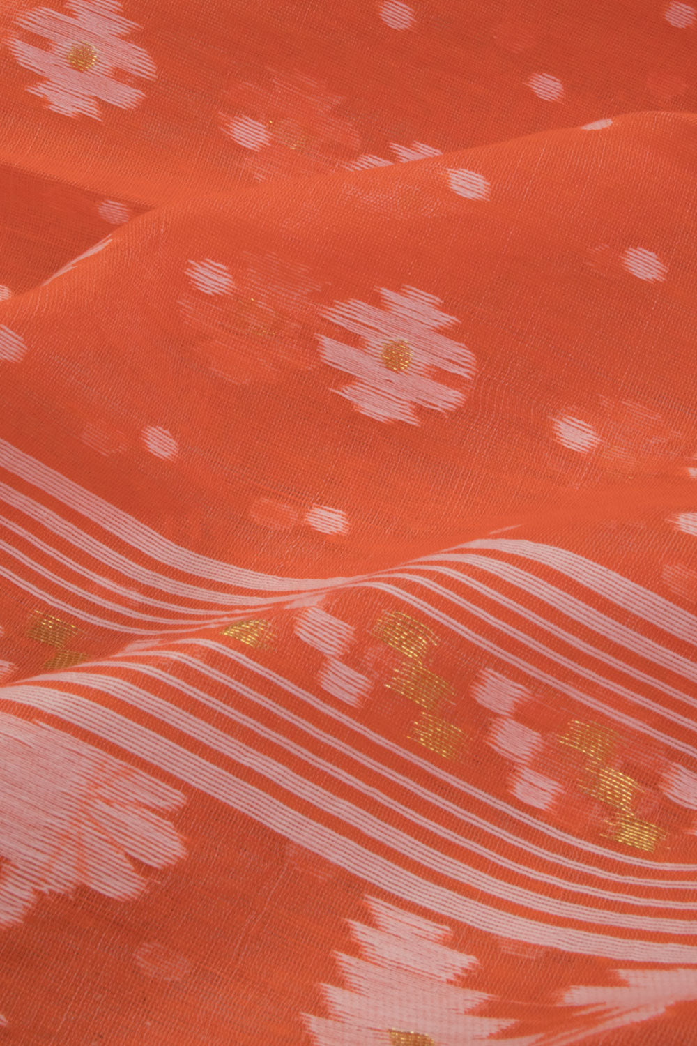 Orange Jamdani Style Cotton 2-Piece Salwar Suit Material