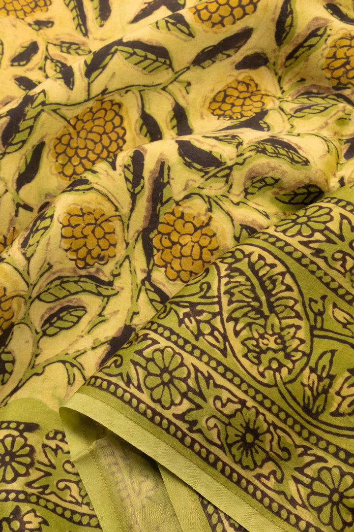 Yellow Vanaspathi Printed 2-Piece Modal Silk Salwar Suit Material