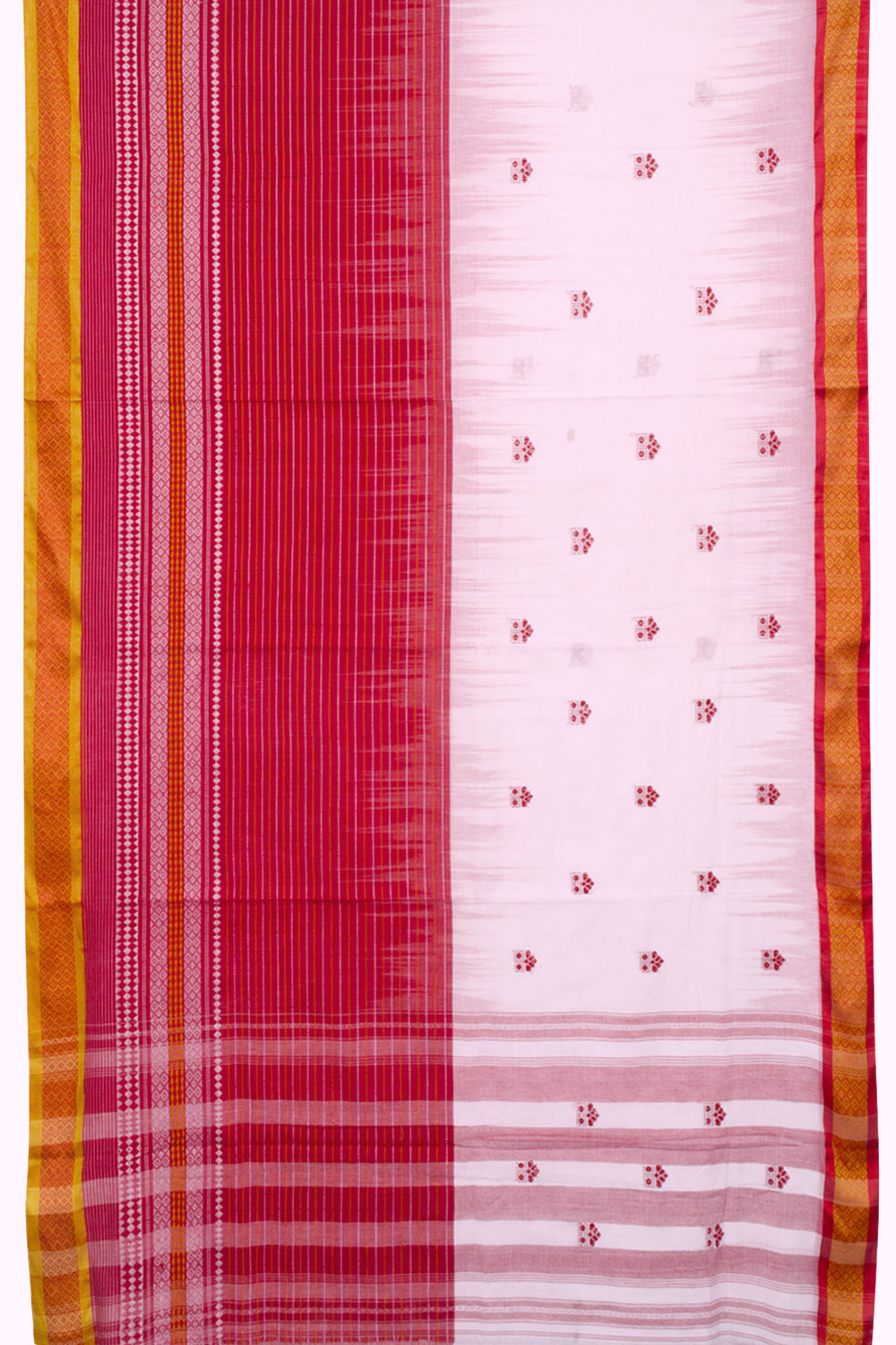 White Handloom Dhaniakhali Cotton Saree 10062575