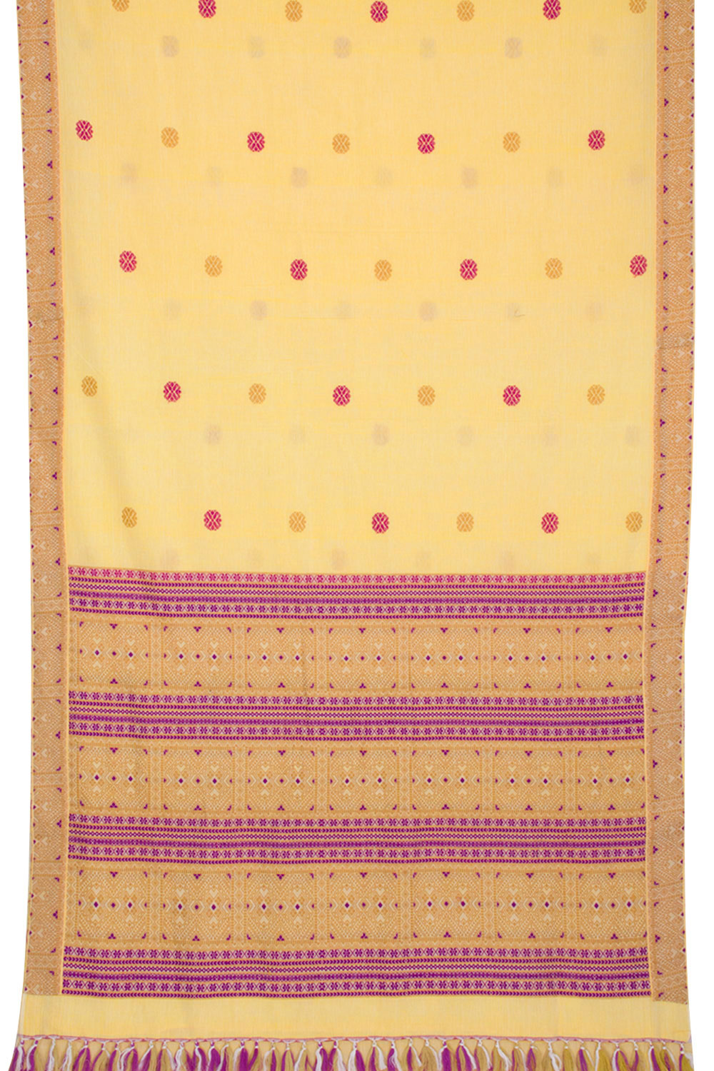 Sunset Yellow Handloom Assam Cotton Saree 10062511