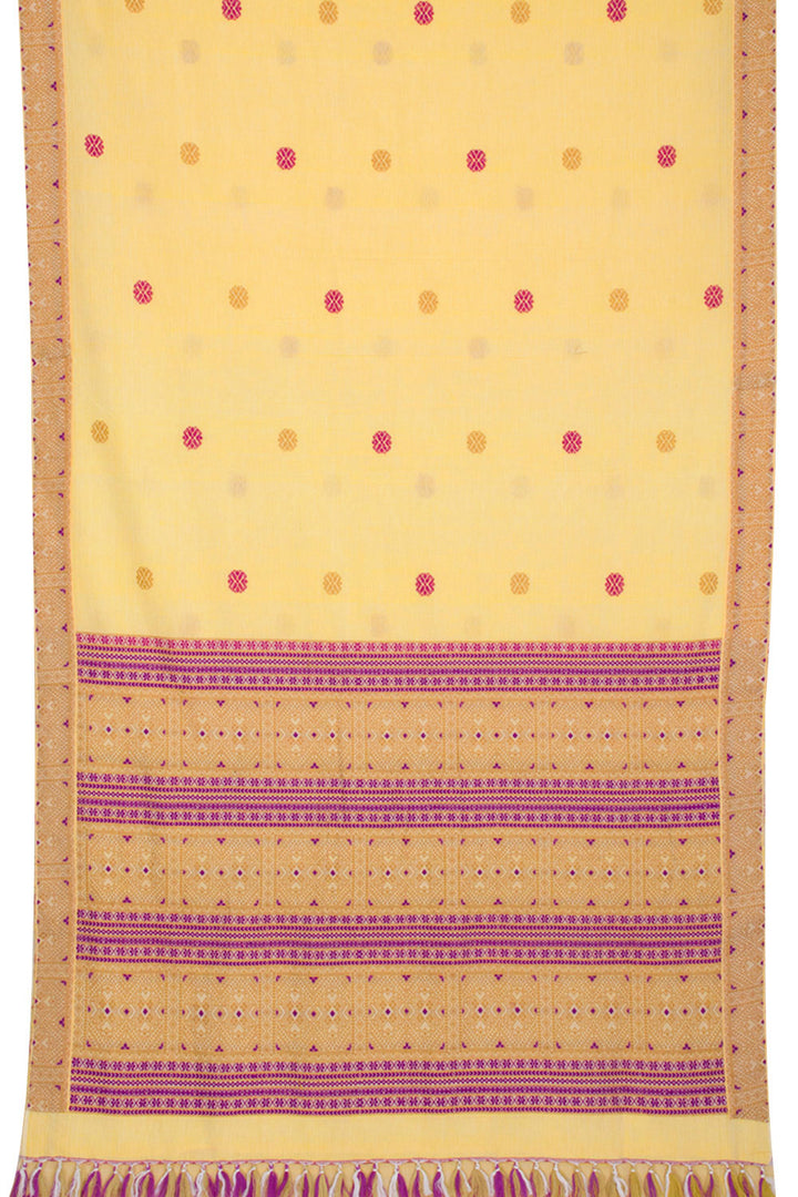 Sunset Yellow Handloom Assam Cotton Saree 10062511