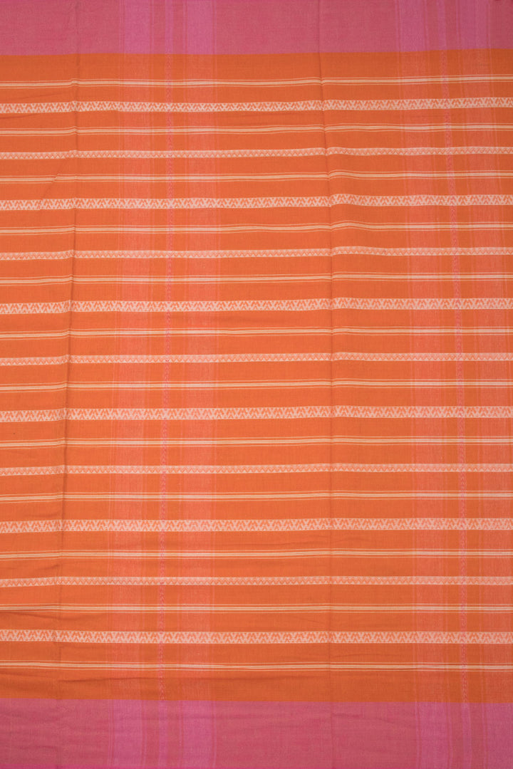 Rust Orange Handloom Dhaniakhali Cotton Saree  - Avishya