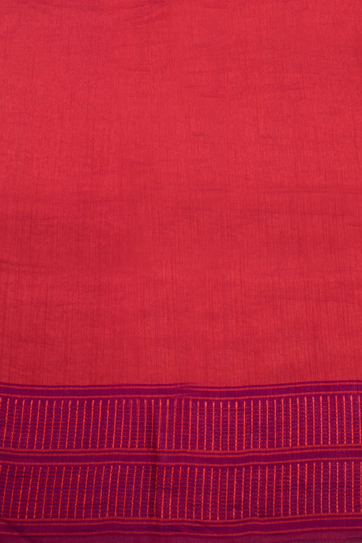 Red And Purple Dual Tone Bamboo Silk Saree 10068783