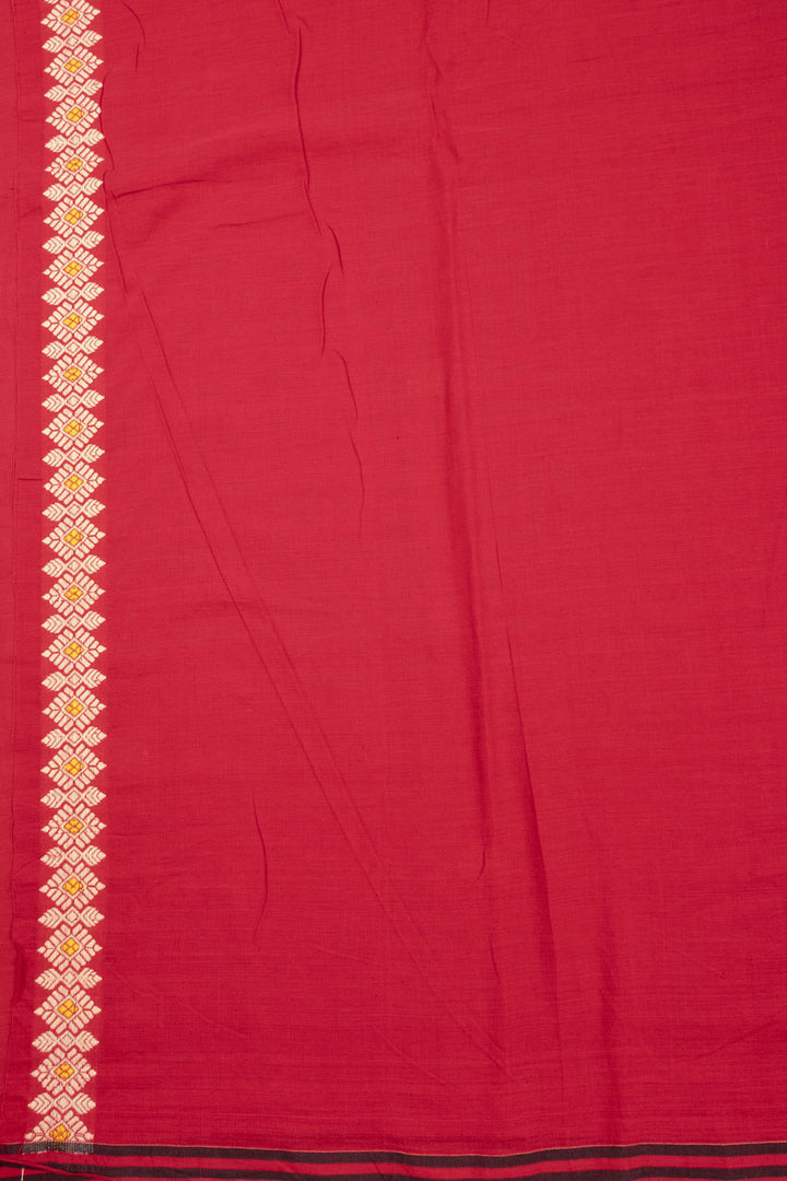 Red Handloom Assam Cotton Saree 10070975