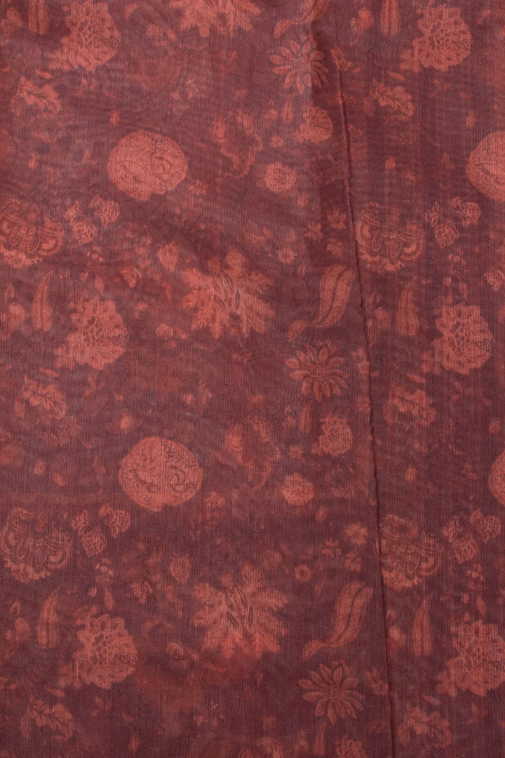 Cream Kalamkari Print Malai Cotton Saree