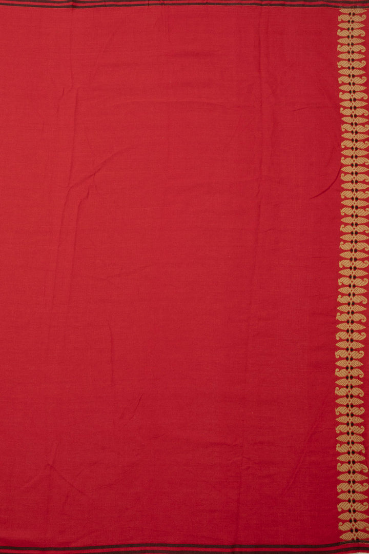 Red Handloom Assam Cotton Saree - Avishya