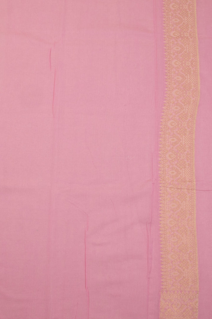 Pink Handloom Banarasi Silk Cotton Saree 10070507