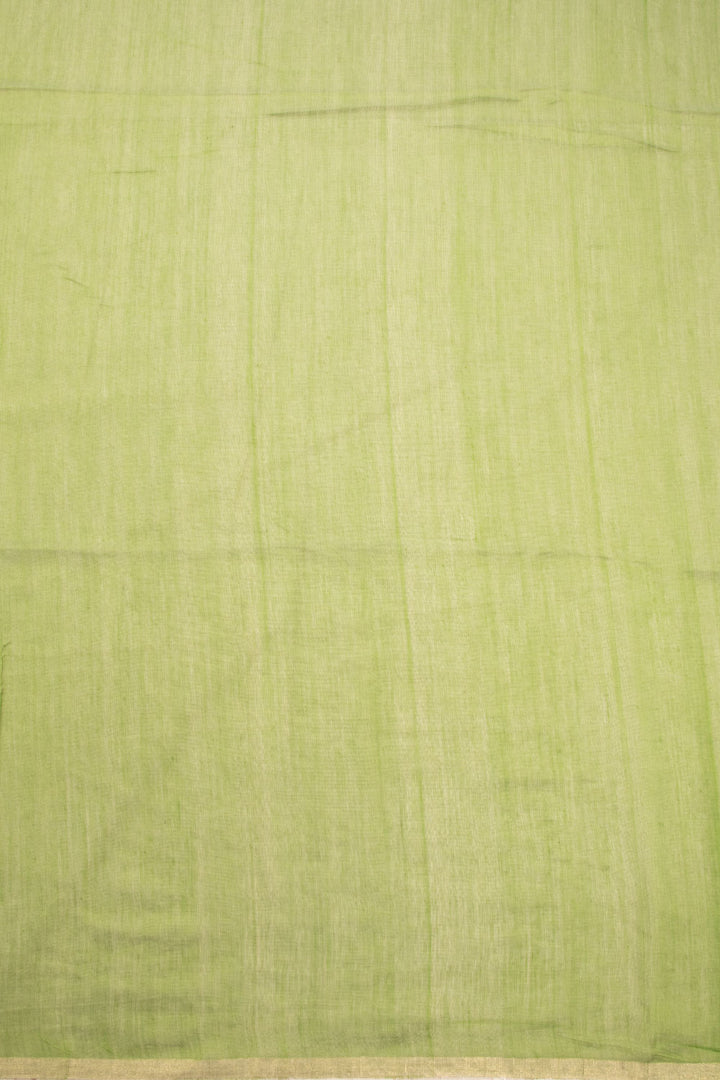 Green Chanderi Silk Cotton Saree with Tissue Pallu