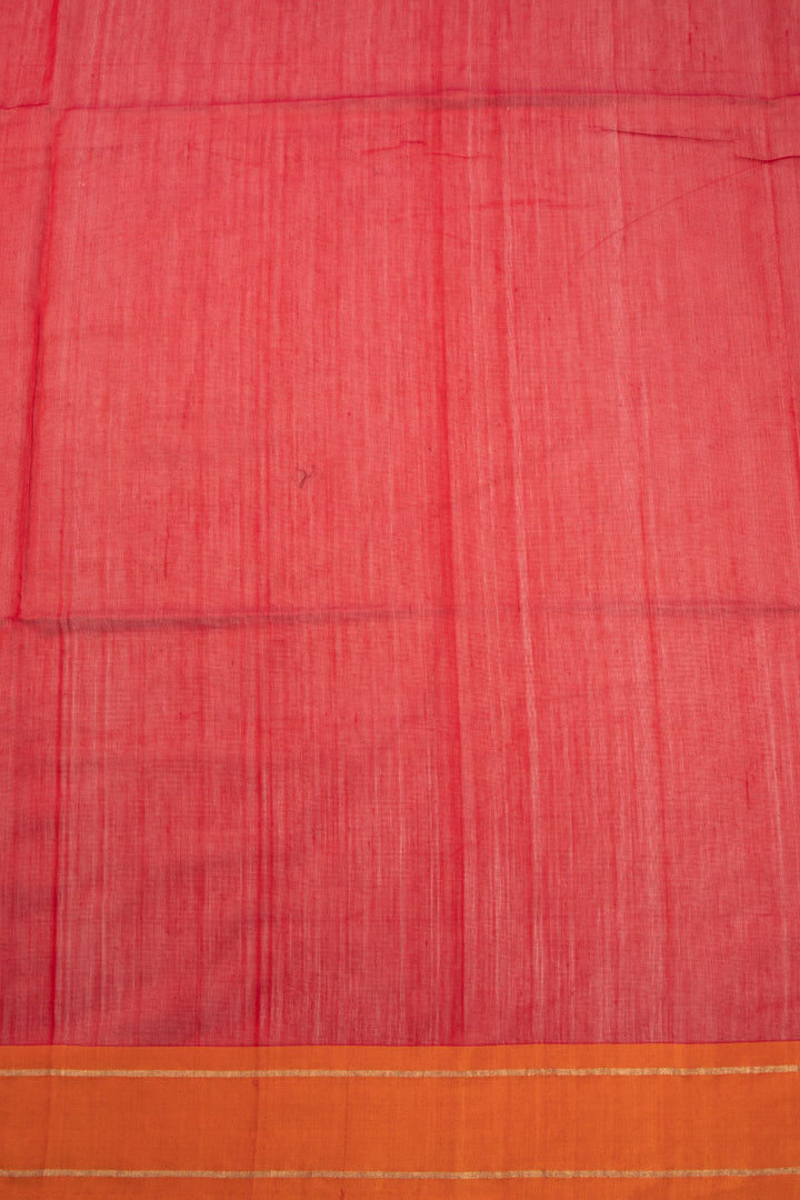 Red Handwoven Chanderi Silk Cotton With Tissue Pallu