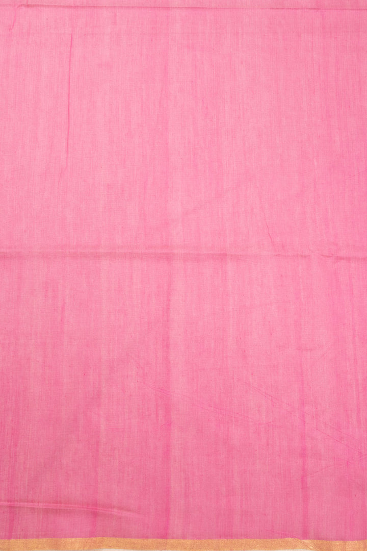 Pink Chanderi Silk Cotton Saree With Tissue Pallu