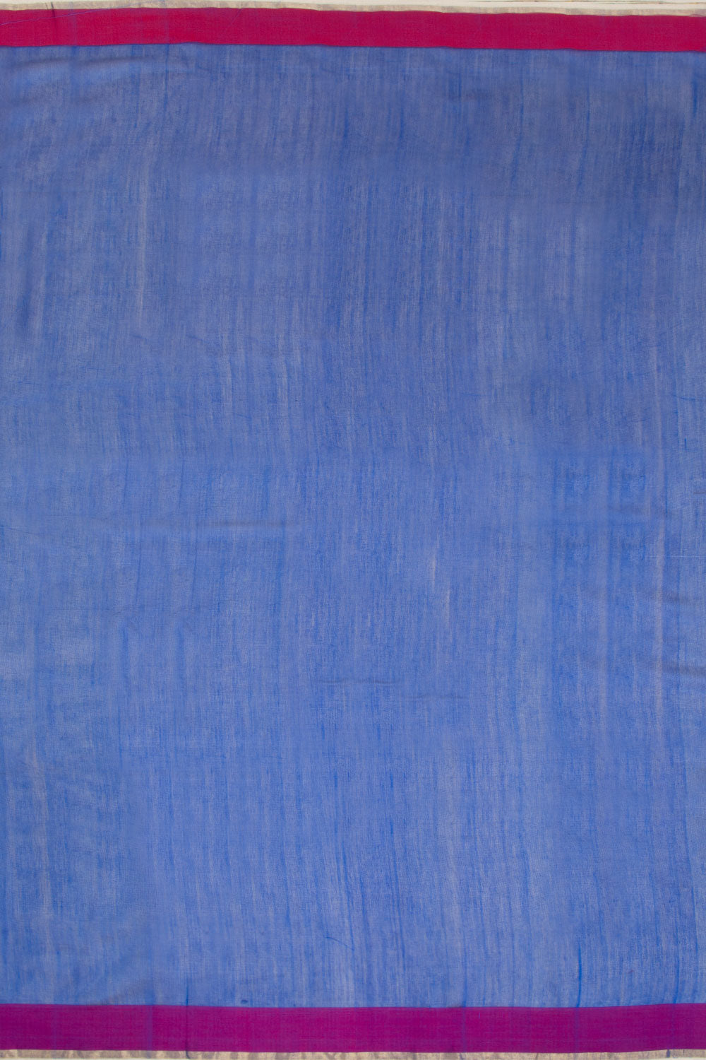 Blue Silk Cotton Saree With Tissue Pallu